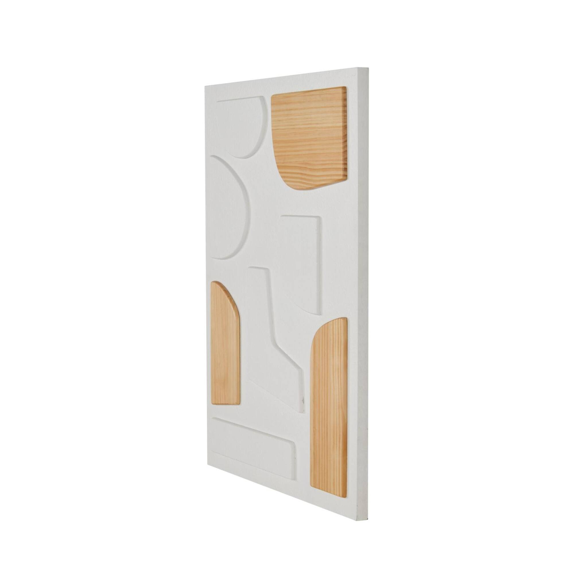 23.5" x 31.5" White Wood Geometric Dimensional Art Deco Shapes with Brown Accents Home Wall Décor